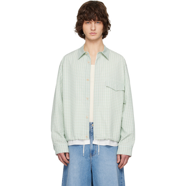  Solid Homme Green & White Layered Check Out Shirt 