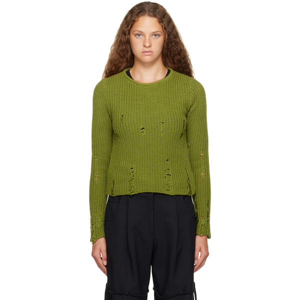  Song For The Mute Green Distressed Sweater 