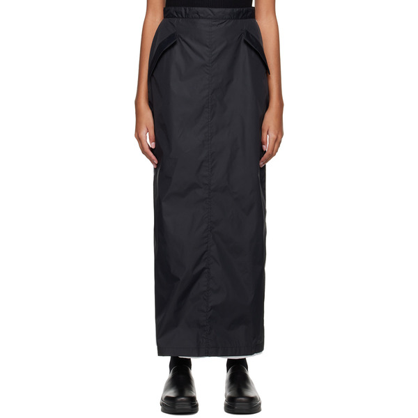  Spencer Badu Black Layered Midi Skirt 