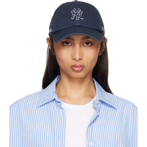  Sporty & Rich Navy '47 Edition Yankees Serif Outline Cap 