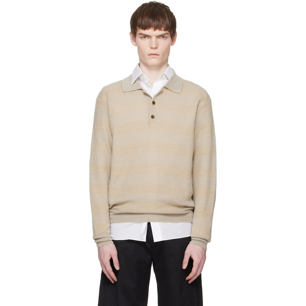  Ssstein Beige Knit Stripe Ls Polo 