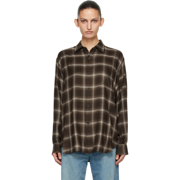  Ssstein Brown Check Oversized Ls Shirt 