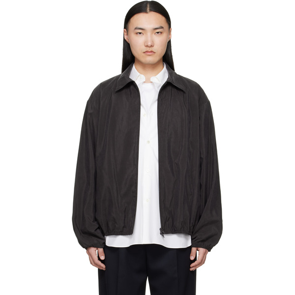  Ssstein Brown Silk Nylon Collared Zip Jacket 