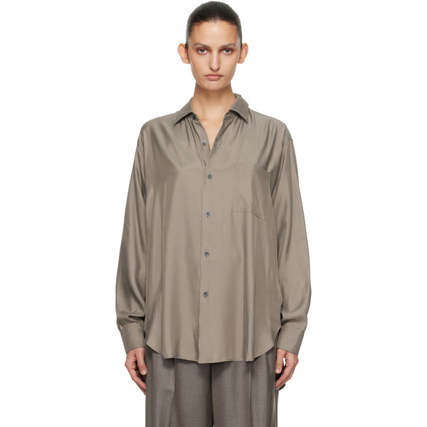  Ssstein Taupe Cupro Twill Oversized Ls Shirt 