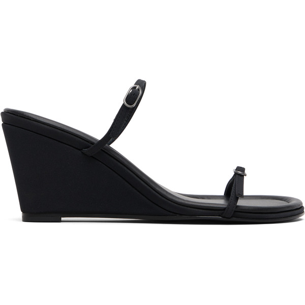  St. Agni Black Petit Belt Detail Wedge Heeled Sandals 