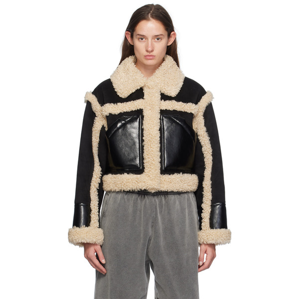  Stand Studio Black & Off-white Edith Faux-shearling Jacket 