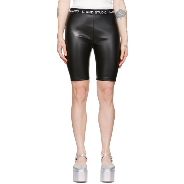  Stand Studio Black Zora Faux-leather Shorts 