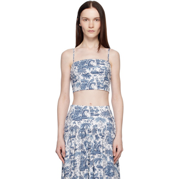  Staud Blue & White Federico Camisole 
