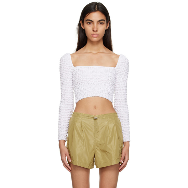  Staud White Eleanora Blouse 