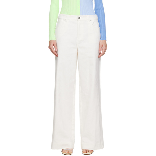  Staud White Grayson Denim Trousers 
