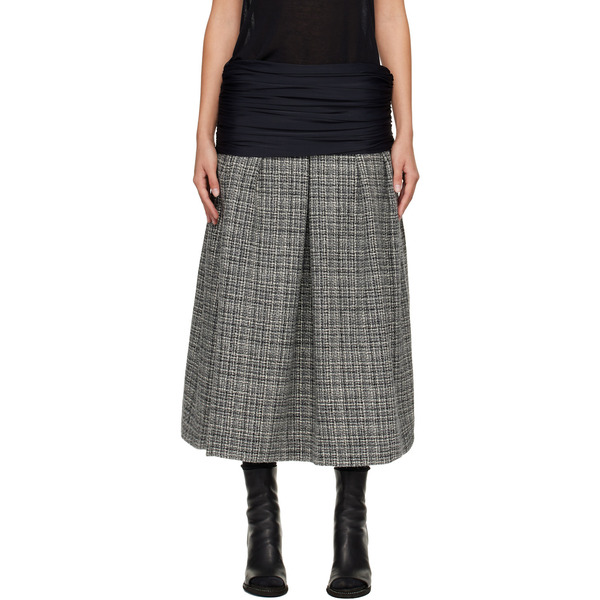  Stefan Cooke Black & Gray Elastic Waist Midi Skirt 