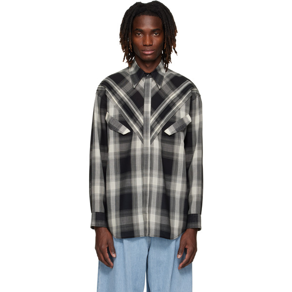  Stefan Cooke Black & Off-white Chevron Shirt 