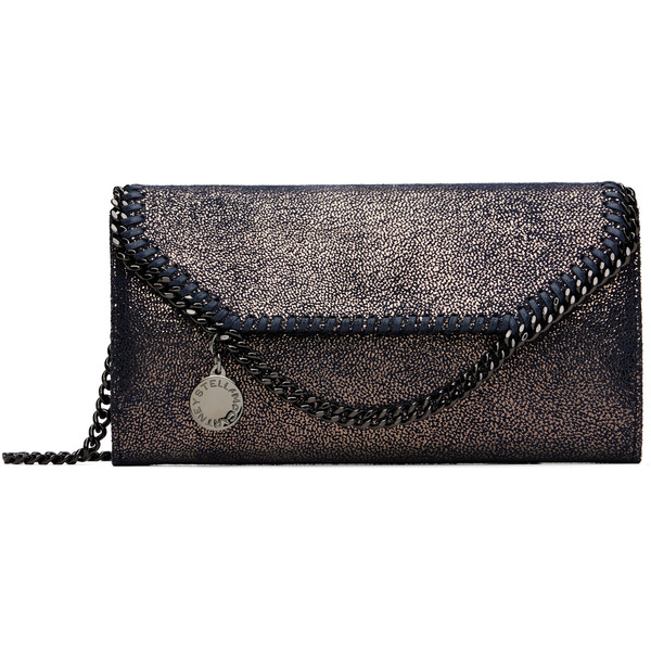  Stella Mccartney Navy Falabella Continental Wallet On Chain Bag 