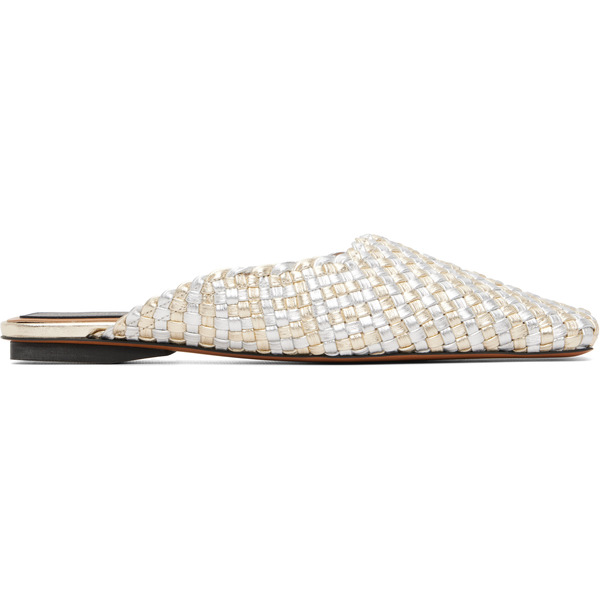  Stella Mccartney Silver & Gold Metallic Woven Slip-on Loafers 