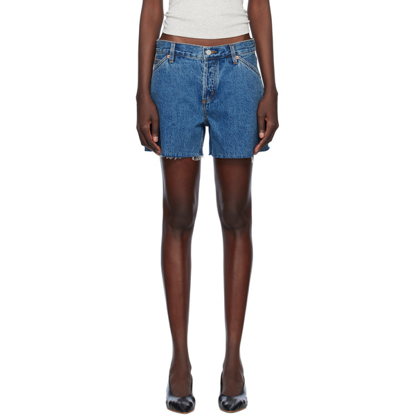  Still Here Blue Cut Off Denim Shorts 