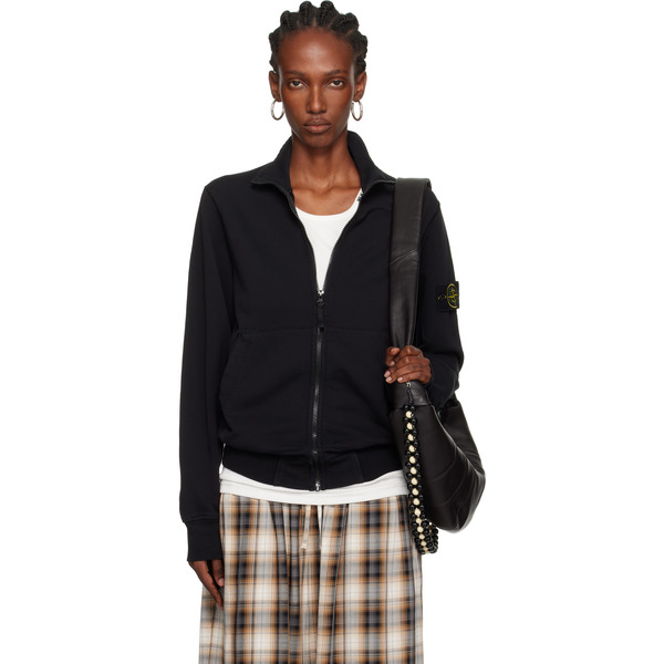  Stone Island Black 6100063 Organic Cotton Fleece Jacket 