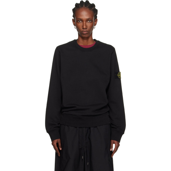  Stone Island Black 6100060 Organic Cotton Fleece Sweatshirt 