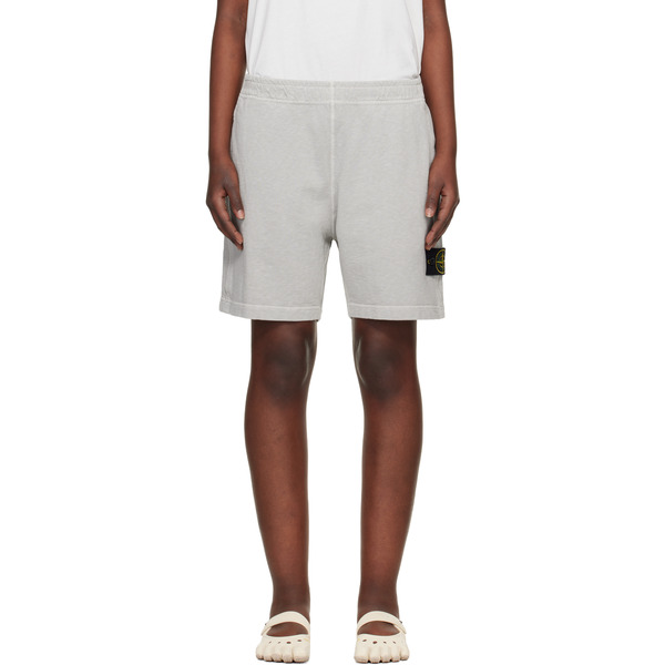 Stone Island Gray 6200014 Malfilé Fleece Old Effect Shorts 