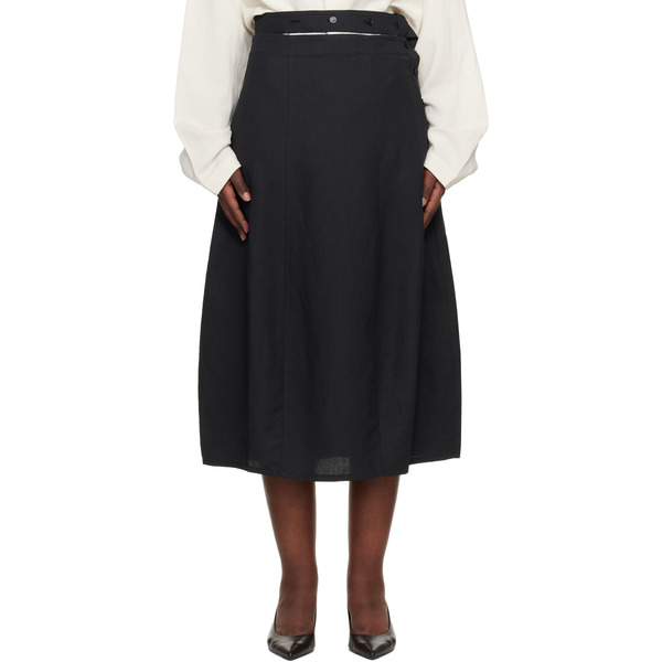  Studio Nicholson Black Orcha Midi Skirt 