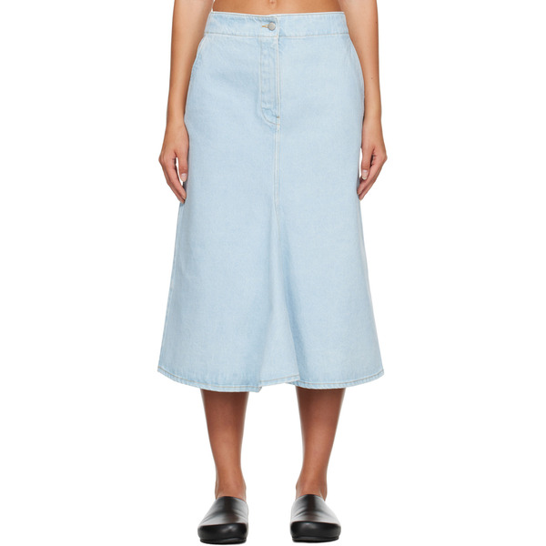  Studio Nicholson Blue Preto Denim Midi Skirt 