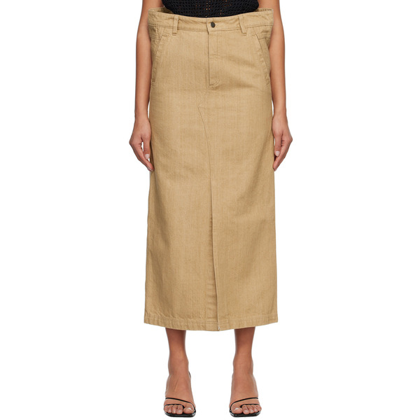  Subtle Le Nguyen Beige Flat Denim Maxi Skirt 