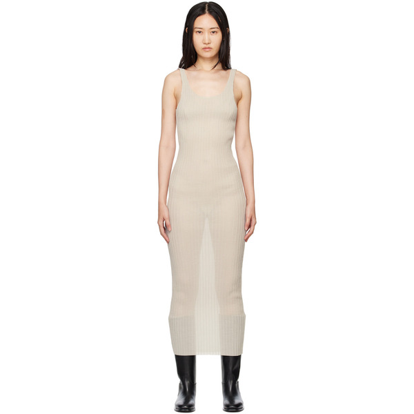  Subtle Le Nguyen Taupe Plissé Tank Maxi Dress 
