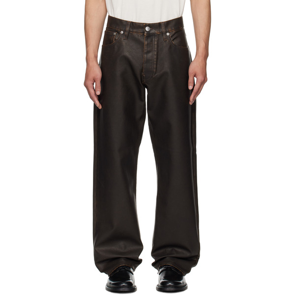  Sunflower Brown Loose Faux-leather Trousers 