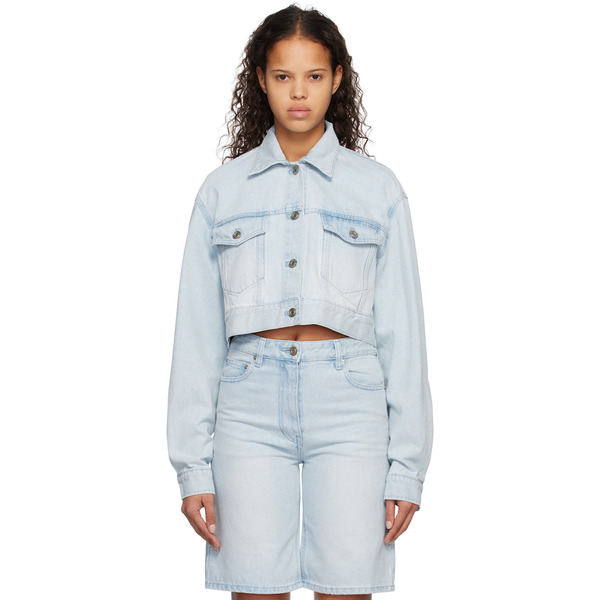  System Blue Cropped Denim Jacket 