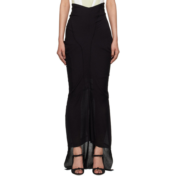  Talia Byre Black Draped Maxi Skirt 