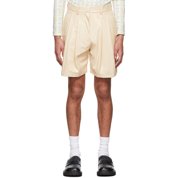  Tanner Fletcher Beige Marlo Wet Look Shorts 
