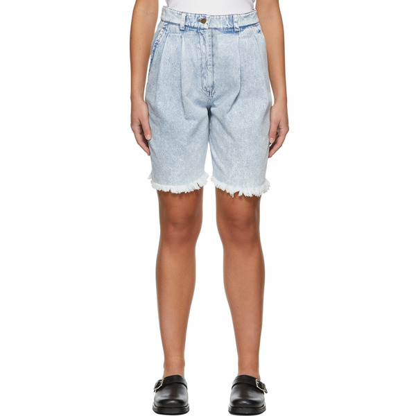  Tanner Fletcher Blue Denim Pleated Rhonda Shorts 