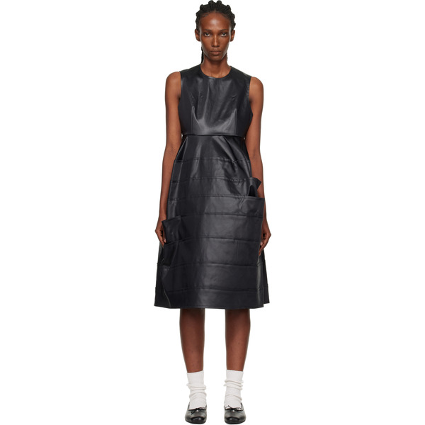  Tao Comme Des Garçons Black Satin Midi Dress 