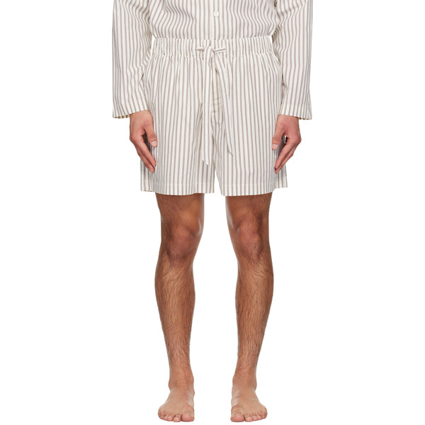  Tekla Beige & Brown Poplin Pyjama Shorts 