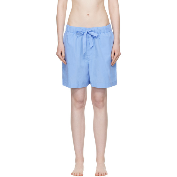  Tekla Blue Poplin Pyjama Shorts 