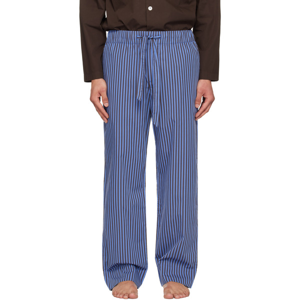  Tekla Brown & Blue Poplin Pyjama Pants 