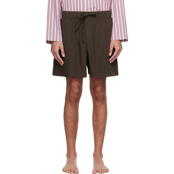  Tekla Brown Poplin Pyjama Shorts 