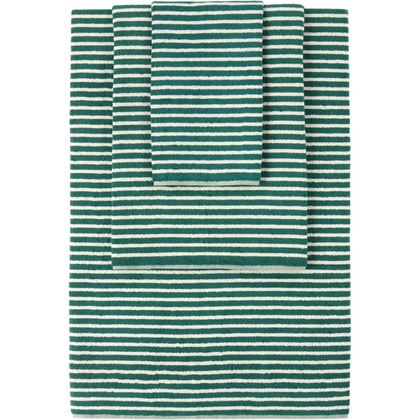  Tekla Green Striped Towel Set, 3 Pcs 
