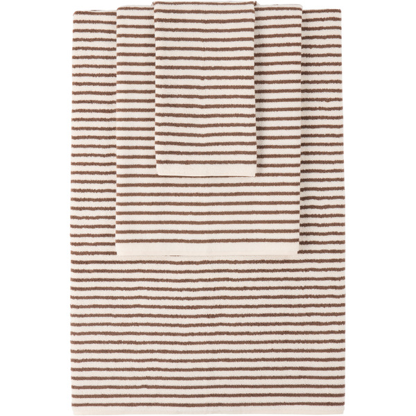  Tekla Off-white & Brown Striped Towel Set, 3 Pcs 