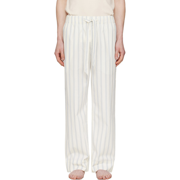  Tekla Off-white & Navy Poplin Pyjama Pants 