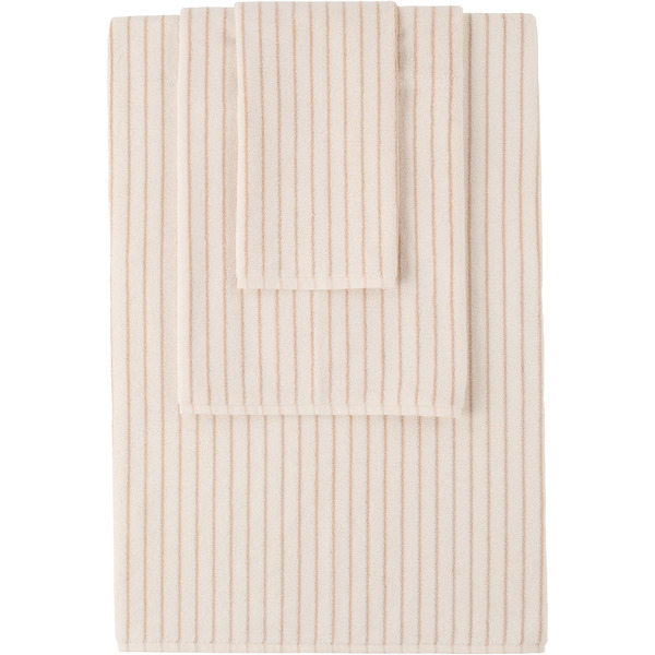  Tekla Off-white & Tan Striped Towel Set, 3 Pcs 