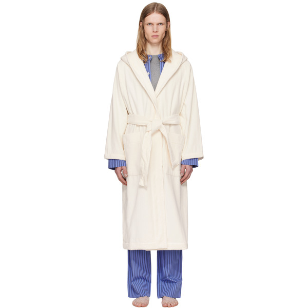  Tekla Off-white Terry Hooded Bathrobe 