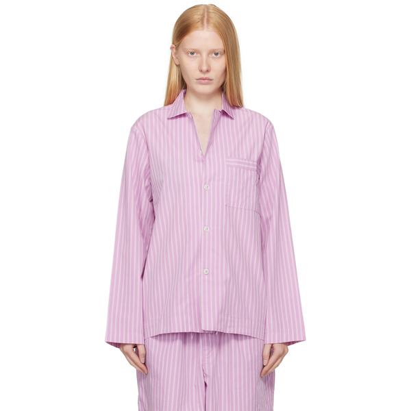  Tekla Pink Poplin Long-sleeved Pyjama Shirt 