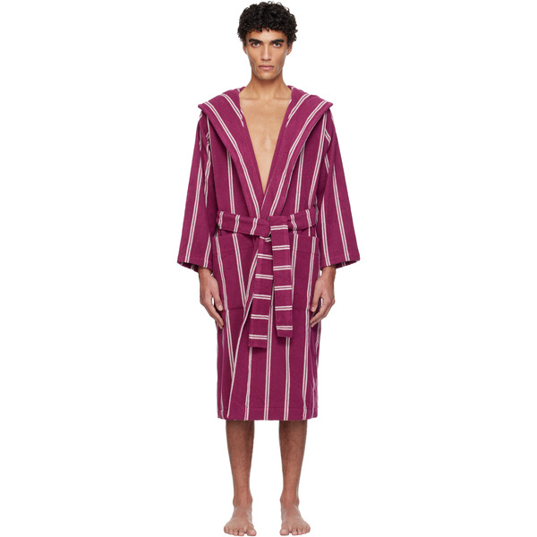 Tekla Pink Terry Hooded Bathrobe 