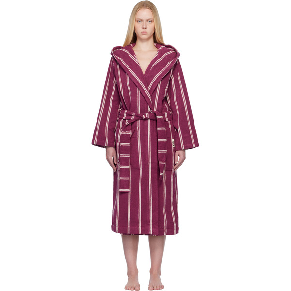  Tekla Purple Terry Hooded Bathrobe 