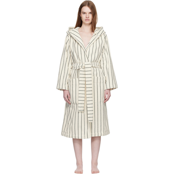  Tekla White & Green Terry Hooded Bathrobe 