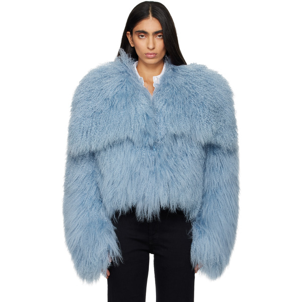  The Attico Blue Shearling Bomber Jacket 