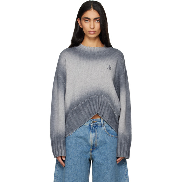  The Attico Gray Sprayed Wool Cashmere Sweater 