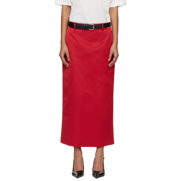  The Frankie Shop Red Alrose Satin Midi Skirt 
