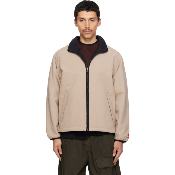  The North Face Beige & Black Red Box Fleece Reversible Jacket 