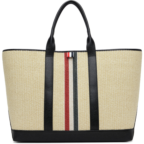  Thom Browne Beige Medium Tool Rwb Stripe Tote 